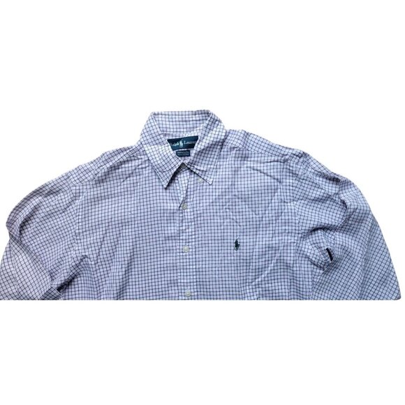 Ralph Lauren Yarmouth Dress Shirt Purple Check Cotton 15 / 32 Medium Pony Logo - Picture 1 of 9